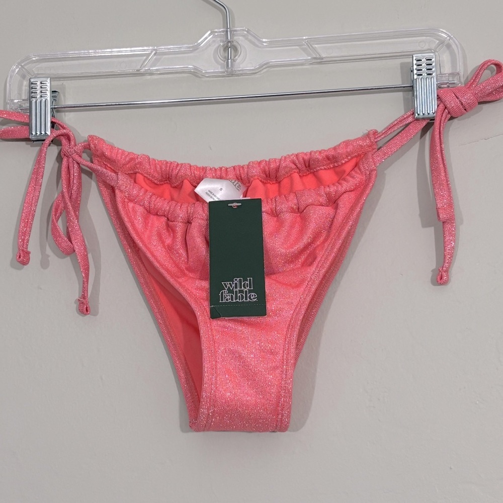 wild fable metallic pink string bikini bottom S NWT